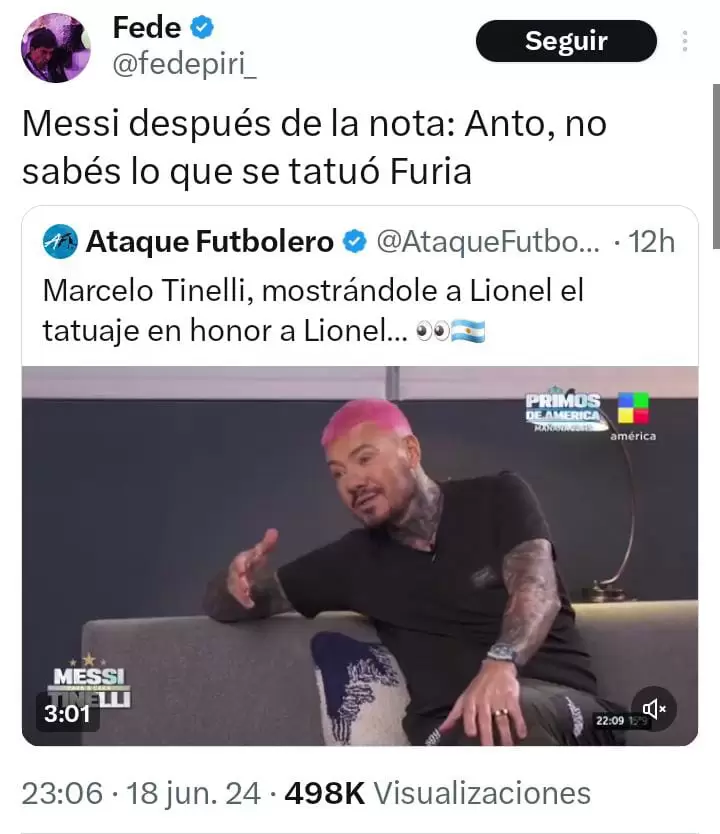 Meme de Messi y Tinelli.