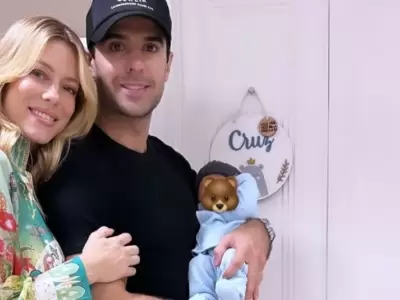 Nicole Neumann, Manu Urcera y su beb� Cruz reci�n nacido.