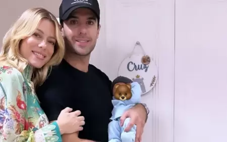 Nicole Neumann, Manu Urcera y su beb� Cruz reci�n nacido.