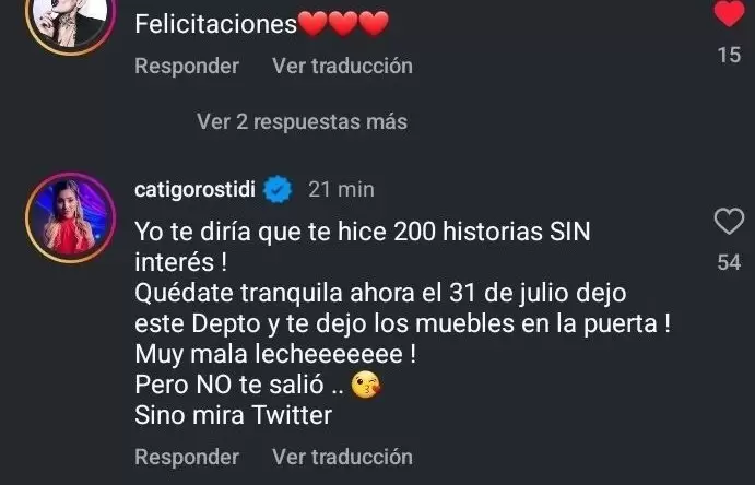 Catalina Gorostidi le respondi a Carla "Chula" De Stefano sobre la acusacin de estafa.