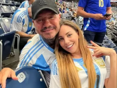 Marcelo Tinelli junto a Eugenia Schlatter viendo a La Scaloneta en la Copa Amrica 2024 de Estados Unidos.