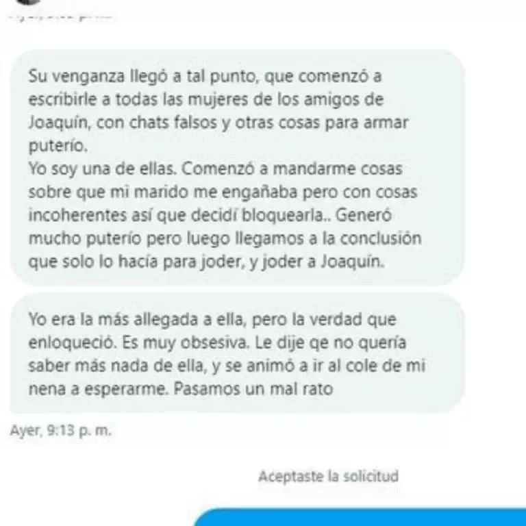 Las capturas que recibi el tuitero @ladymoskigna sobre la relacin txica de Catalina Gorostidi con su ex novio rugbier.