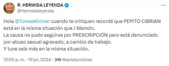 La bogada puso sobre la mesa la denuncia a Pepe Cibrin por violacin grupal