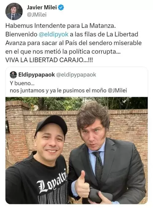 As lo haba presentado Milei como su candidato en La Matanza