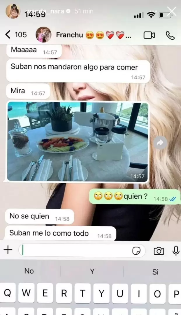 Wanda Nara expone el chat con su hija