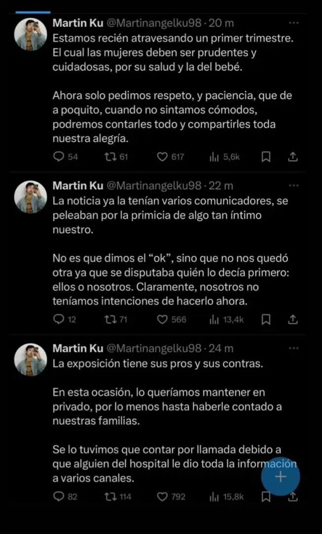 Martn Ku rompe el silencio sobre el embarazo de su novia