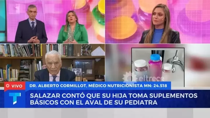 Alberto Cormillot contra Luciana Salazar y el consumo de suplementos en la niez