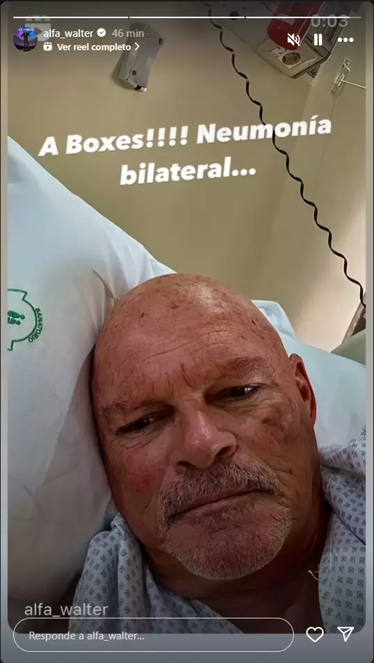 La publicacin de Walter "Alfa" Santiago tras ser internado por una neumona bilateral.