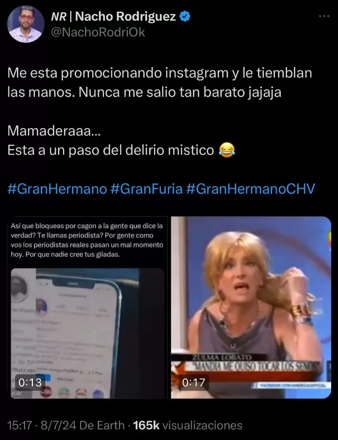 Las respuestas de Nacho Rodrguez al ataque de Juliana "Furia" Scaglione.