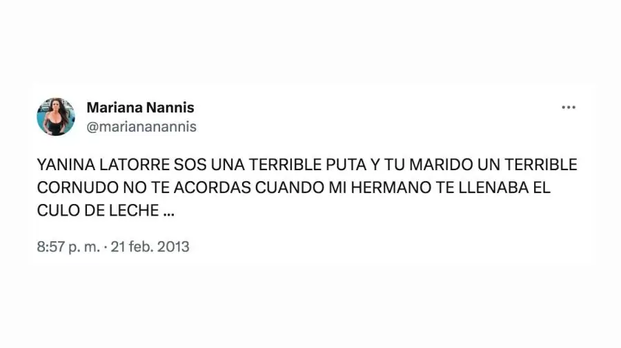 El histrico mensaje de Mariana Nannis contra Yanina Latorre