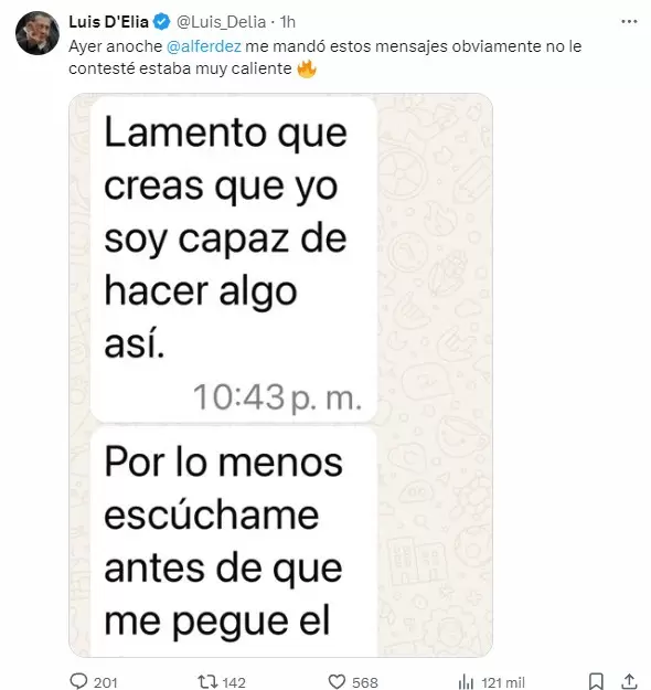 Lus D'Ela expuso los mensajes que le mand Alberto Fernndez tras el pedido del piquetero de que se suicide.