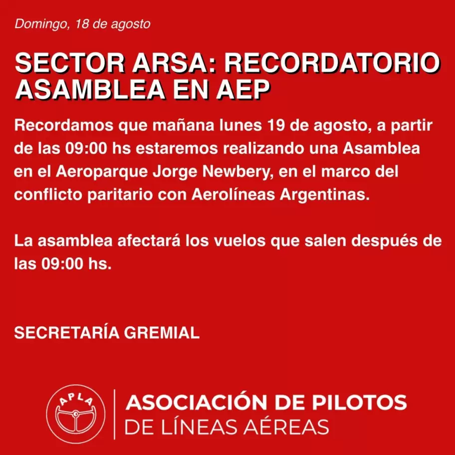 Comunicado desde APLA