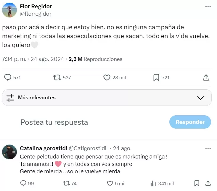 Flor Regidor confirm la infidelidad de Nicols Grosman y Catalina Gorostidi la apoy enseguida.