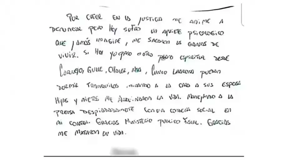 La carta que hizo circular la denunciante