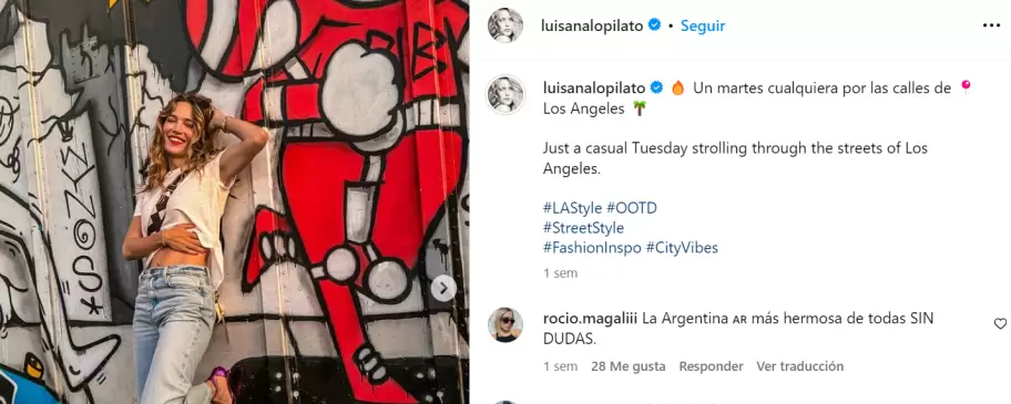 Luisana Lopilato mostr su look desde Los ngeles.