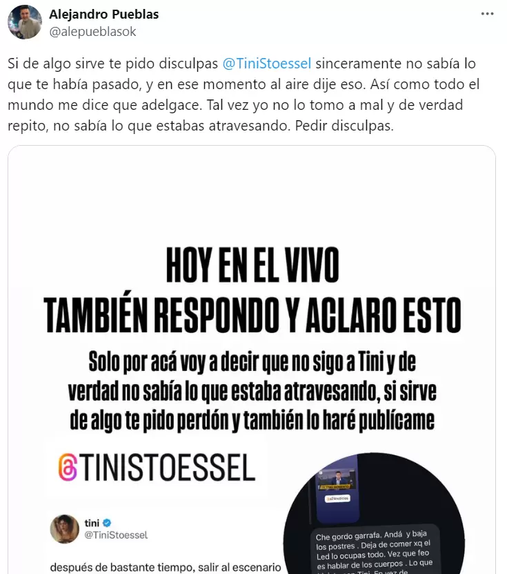 La respuesta del periodista sealado por Tini Stoessel