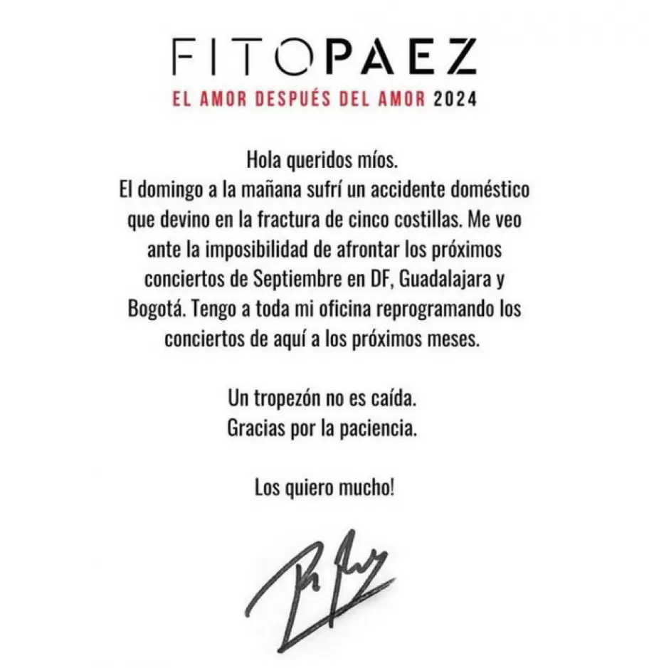 Comunicado de Fito Pez