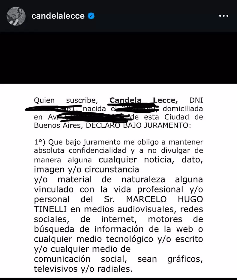 El descargo de Candela Lecce contra Marcelo Tinelli y el contrato que Federico Hoppe la oblig a firmar.