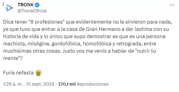 La respuesta de Tronk a Furia