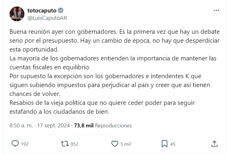 El tweet de Caputo