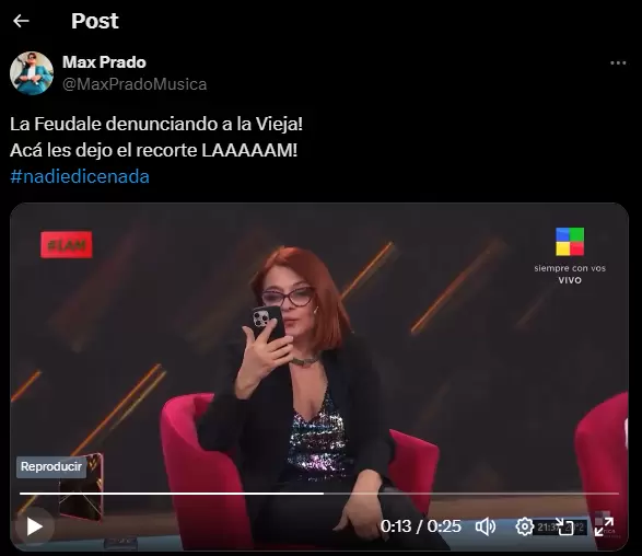 Marcela Feudale denunci en vivo a Momi Giardina