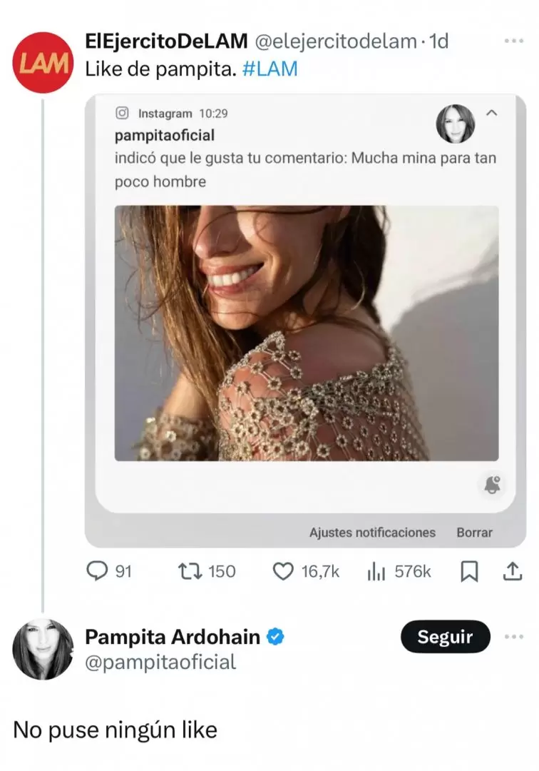 Pampita arrepentida de sus movimientos en redes sociales