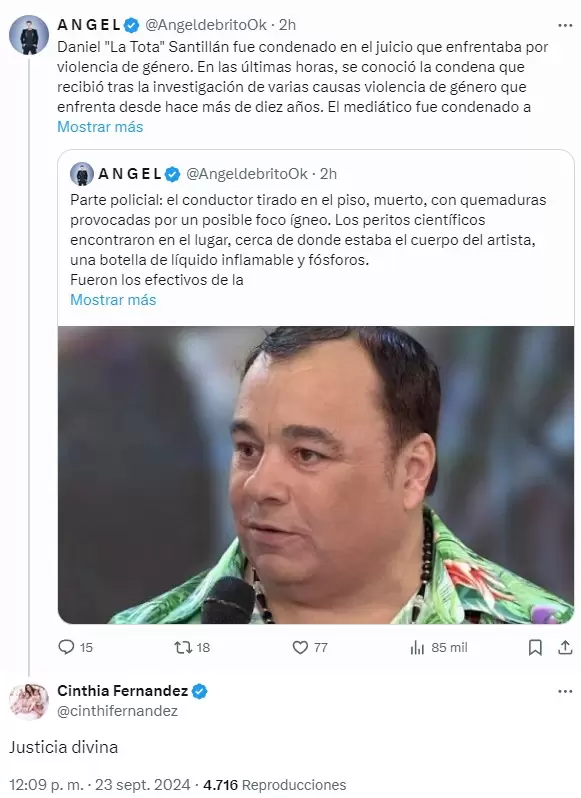 Cinthia Fernndez se pasa tres pueblos con su comentario contra la Tota Santilln