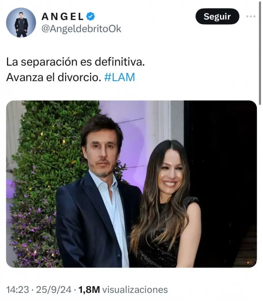 ngel De Brito confirm la sepracin de Pampita y Roberto Moritn