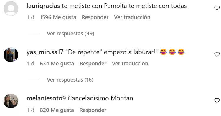 La cancelacin en redes sociales a Garca Moritn en apoyo de "Pampita"