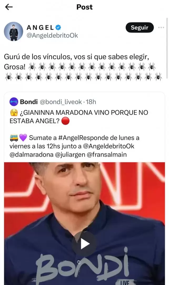 La filosa respuesta de ngel De Brito a las declaraciones de Gianinna Maradona