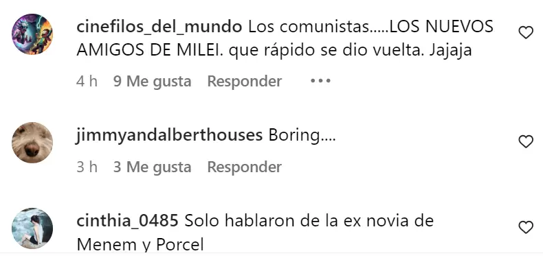 Los comentarios en las redes de Milei, despus del mano a mano con Susana