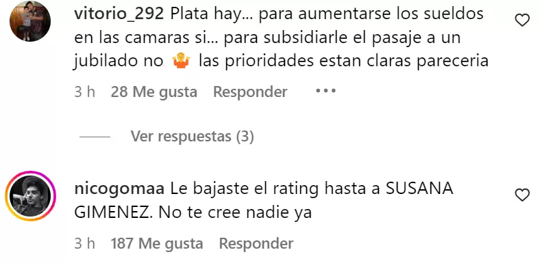 Los comentarios en las redes de Milei, despus del mano a mano con Susana