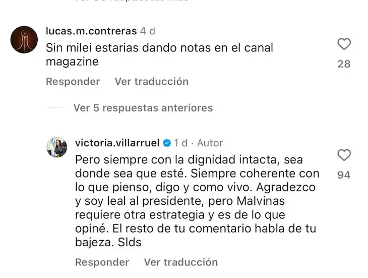 Respuesta de Villarruel