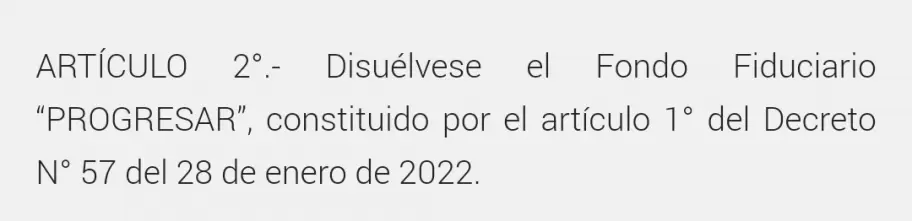 El decreto que da de baja los fondos fiduciarios para las becas Progresar