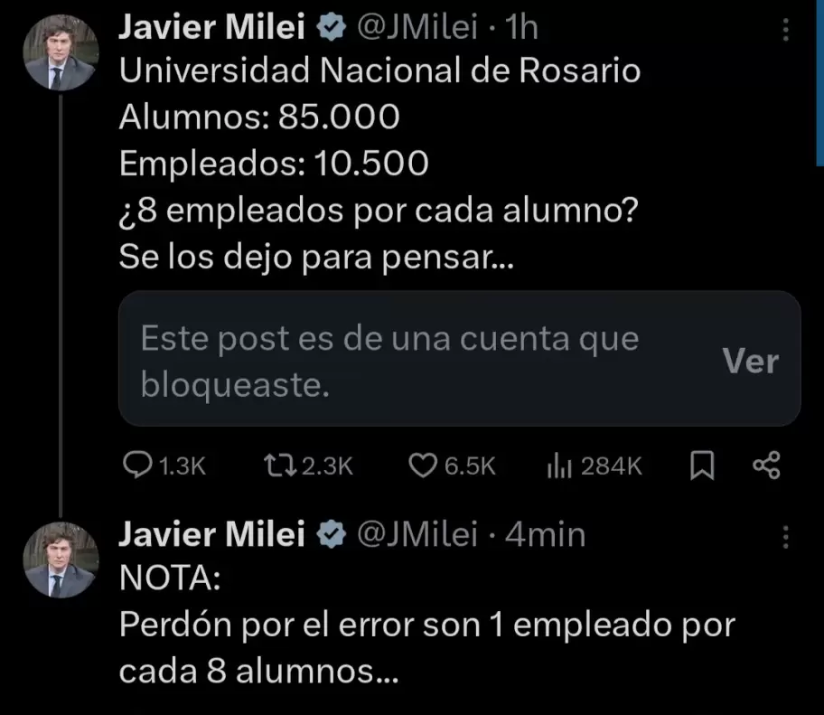 El fallido tuit de Milei