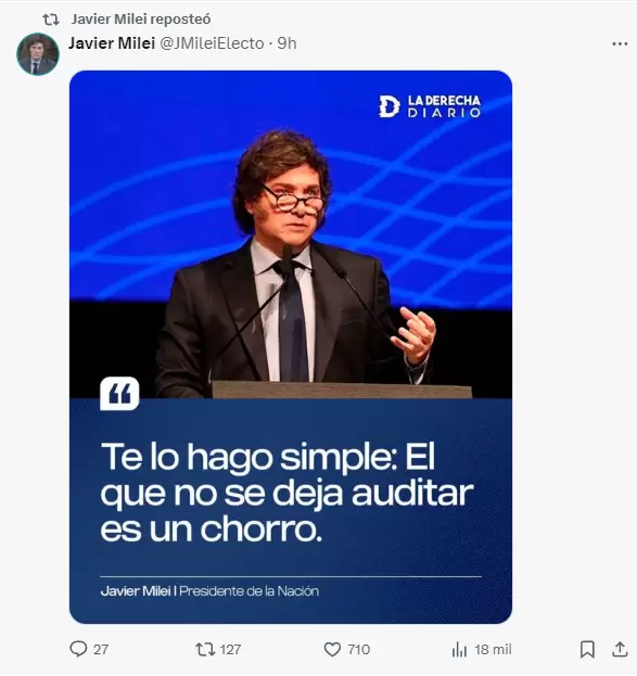 Milei arranc la jornada sumergido en sus redes sociales