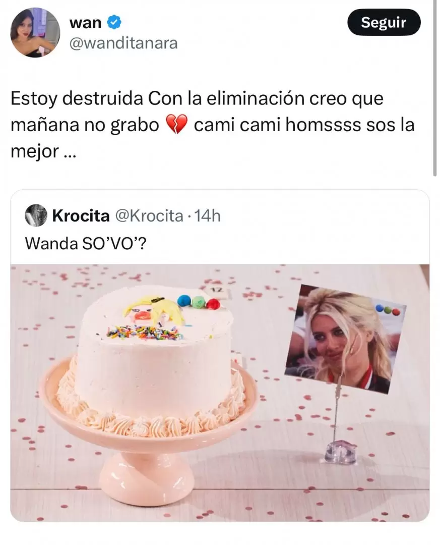 El mensaje de Wanda Nara tras la eliminacin de Cami Homs