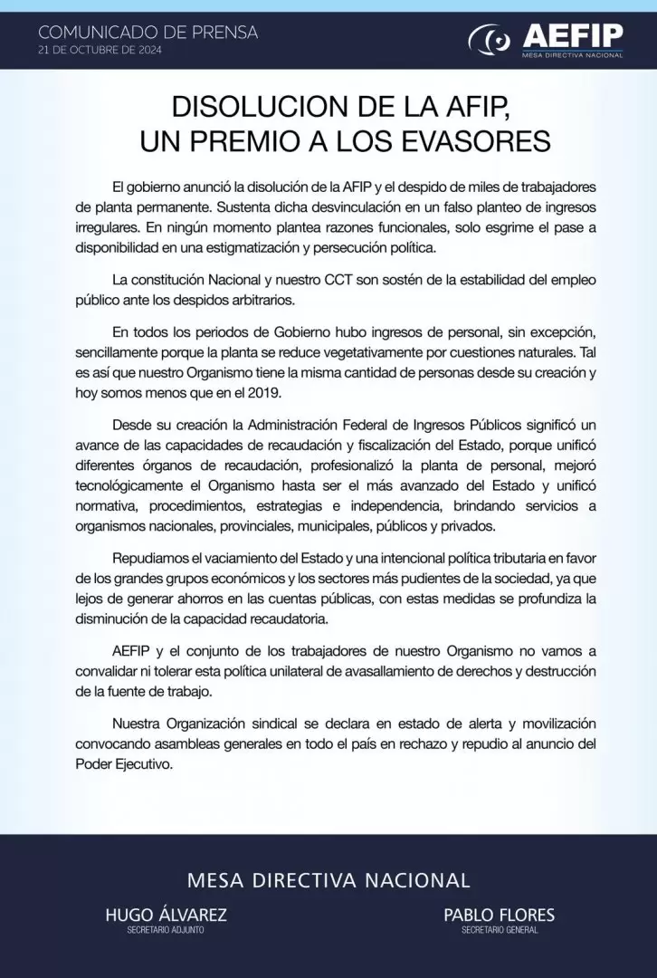 Trabajadores organizados en AEFIP ya anunciaron asambleas