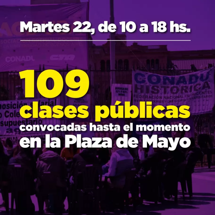 109 clases pblicas convocadas en Plaza de Mayo