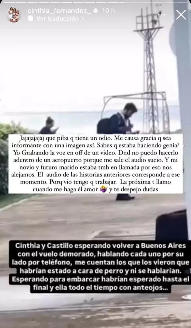 Cinthia Fernndez hace frente a los rumores de crisis