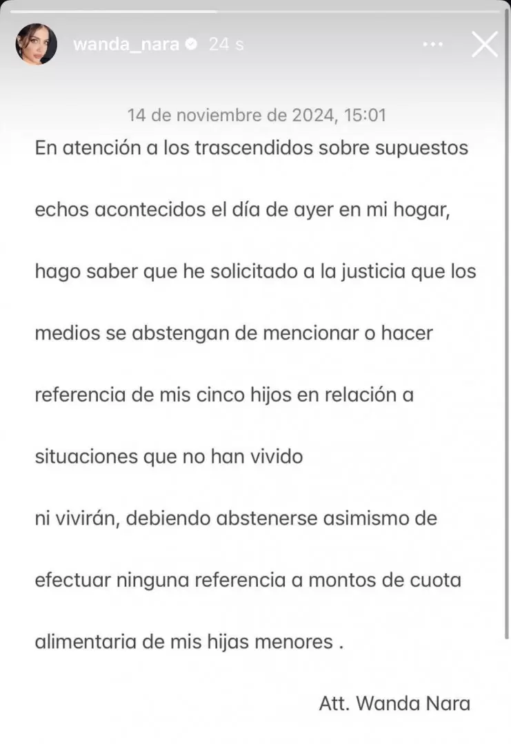 El comunicado de Wanda con algunos errores ortogrficos