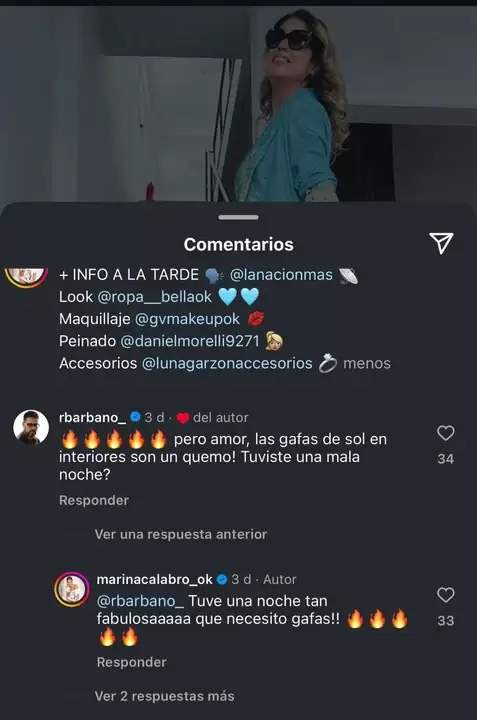 Idas y vueltas y tiroteos pblicos en los comentarios de Rolando Barbano a las publicaciones de Marina Calabr.