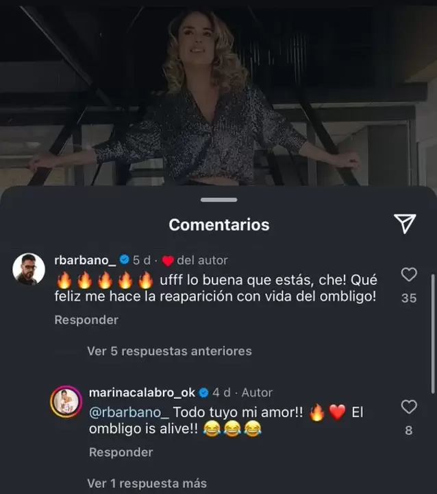 Idas y vueltas y tiroteos pblicos en los comentarios de Rolando Barbano a las publicaciones de Marina Calabr.