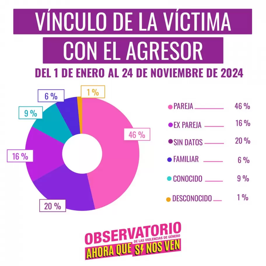 En el 46% de los agresores fueron las parejas de las vctimas