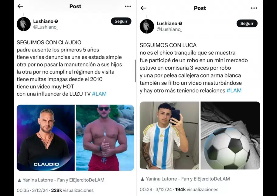 Del mal padre al futbolista frutado: Claudio tiene denuncias por las cuotas alimentarias de sus hijos y Luca es fantico de enviar fotos