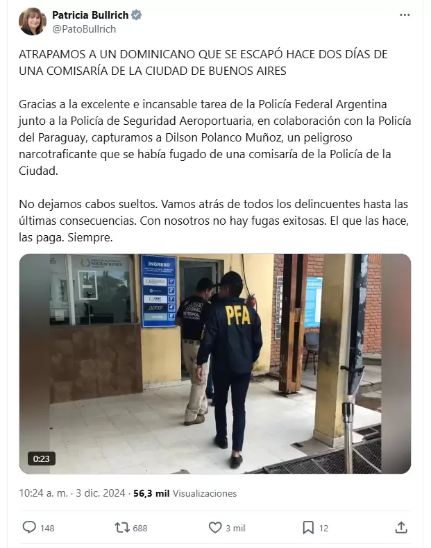 El incendiario tuit de Patricia Bullrich