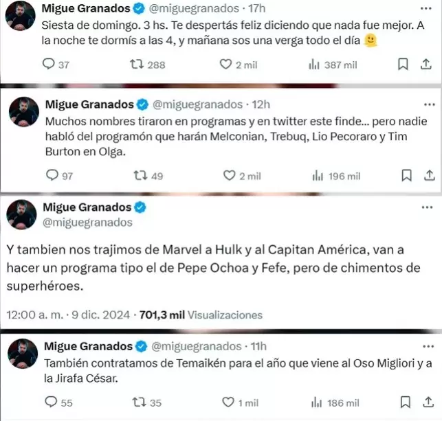 El descargo de Migue Granados en redes sociales