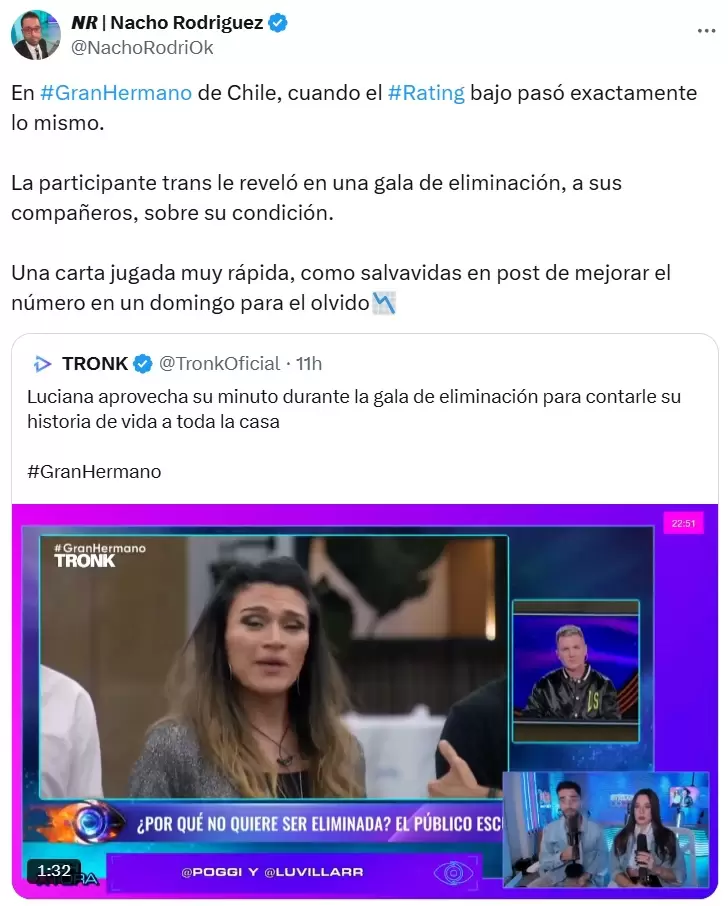 Nacho Rodrguez remarc las coincidencias de la exposicin de la historia de Luciana Martnez con lo que pas en GH Chile.