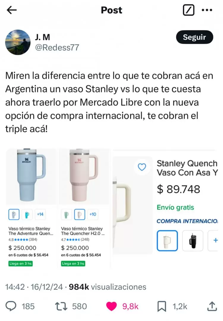 Usuarios de X destacan la deferencia diferencias de precios entre los productos del pas a los adquiridos en Estados Unidos