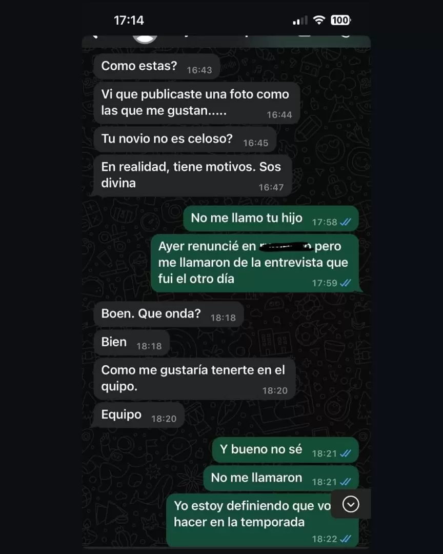 Chats de Toms Alejandro Luque con chicas que buscaban trabajo